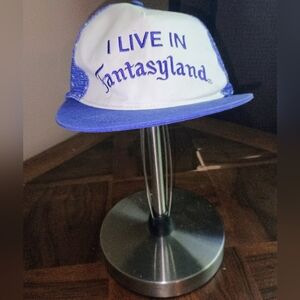 💙🤍 NWOT Womens Disney Theme Park Fantasyland Blue and White Baseball Hat Funny